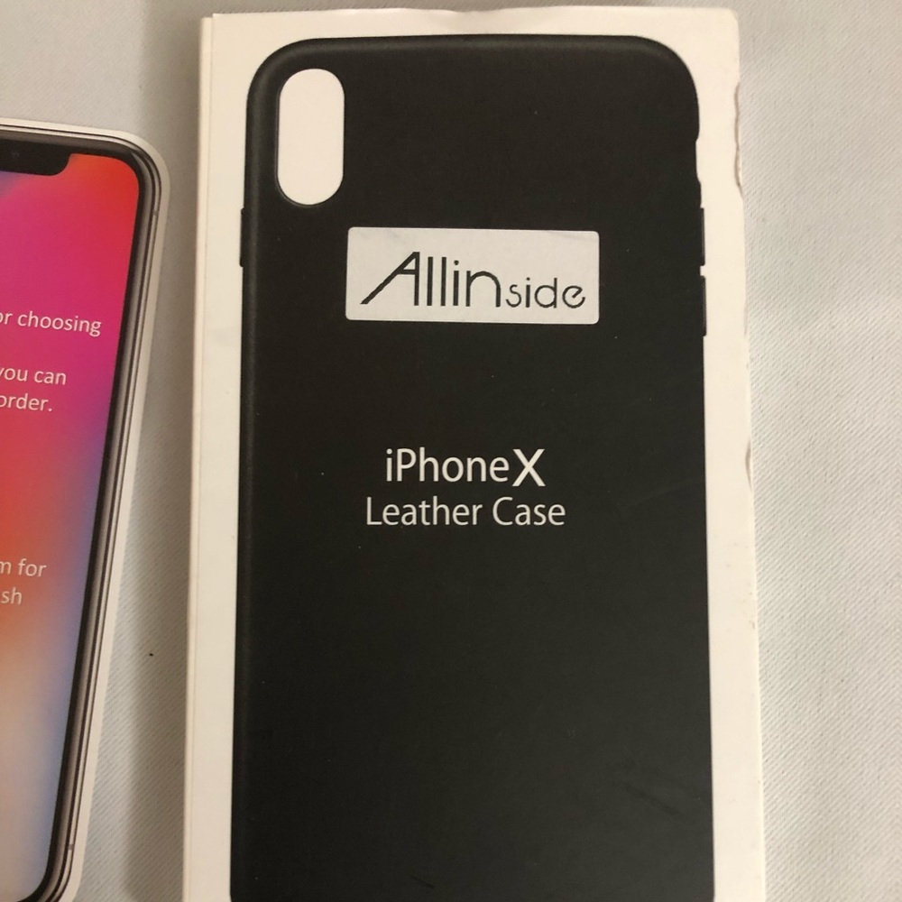 iPhone X black leather phone case combo w/screen